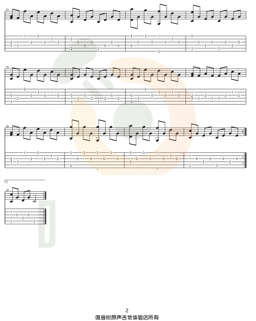 铃儿响叮当指弹吉他谱2