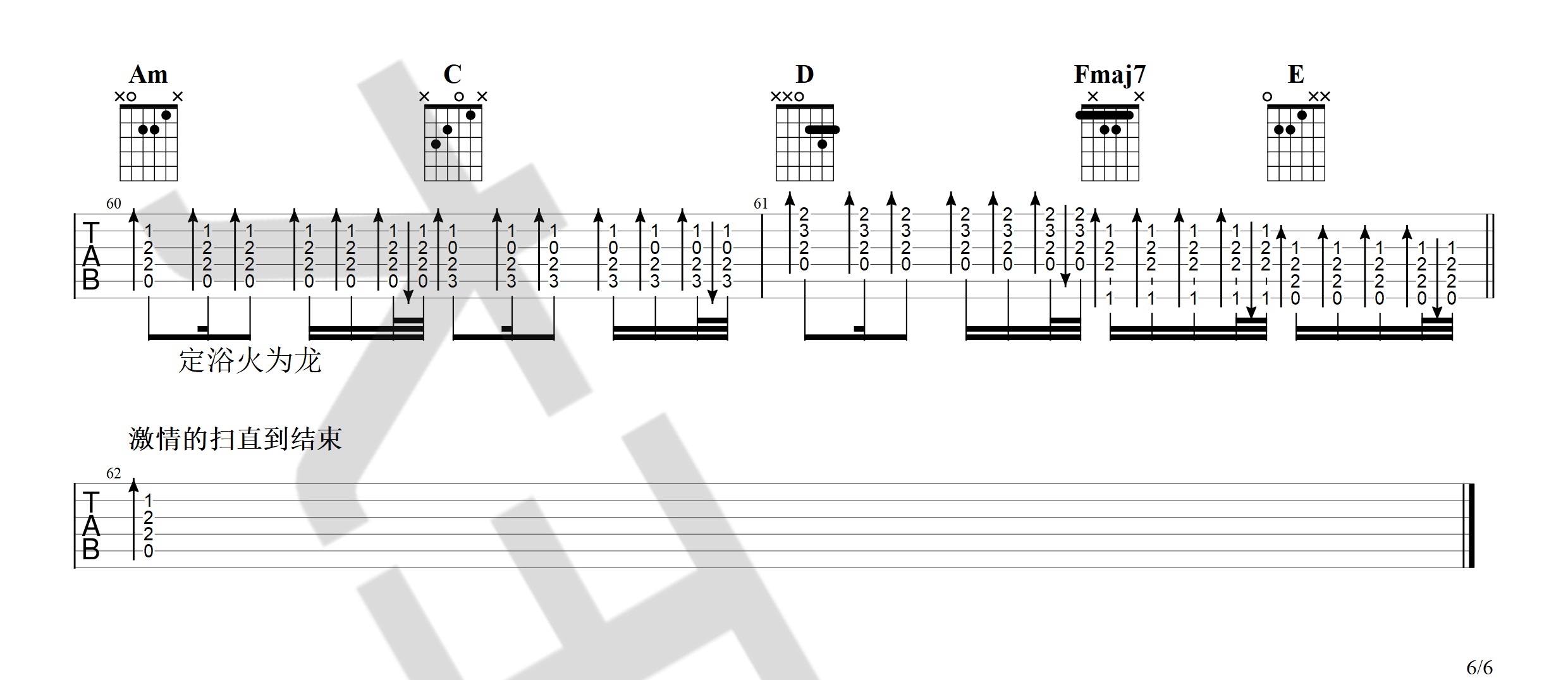 荒野魂斗罗吉他谱6-华晨宇-C调指法
