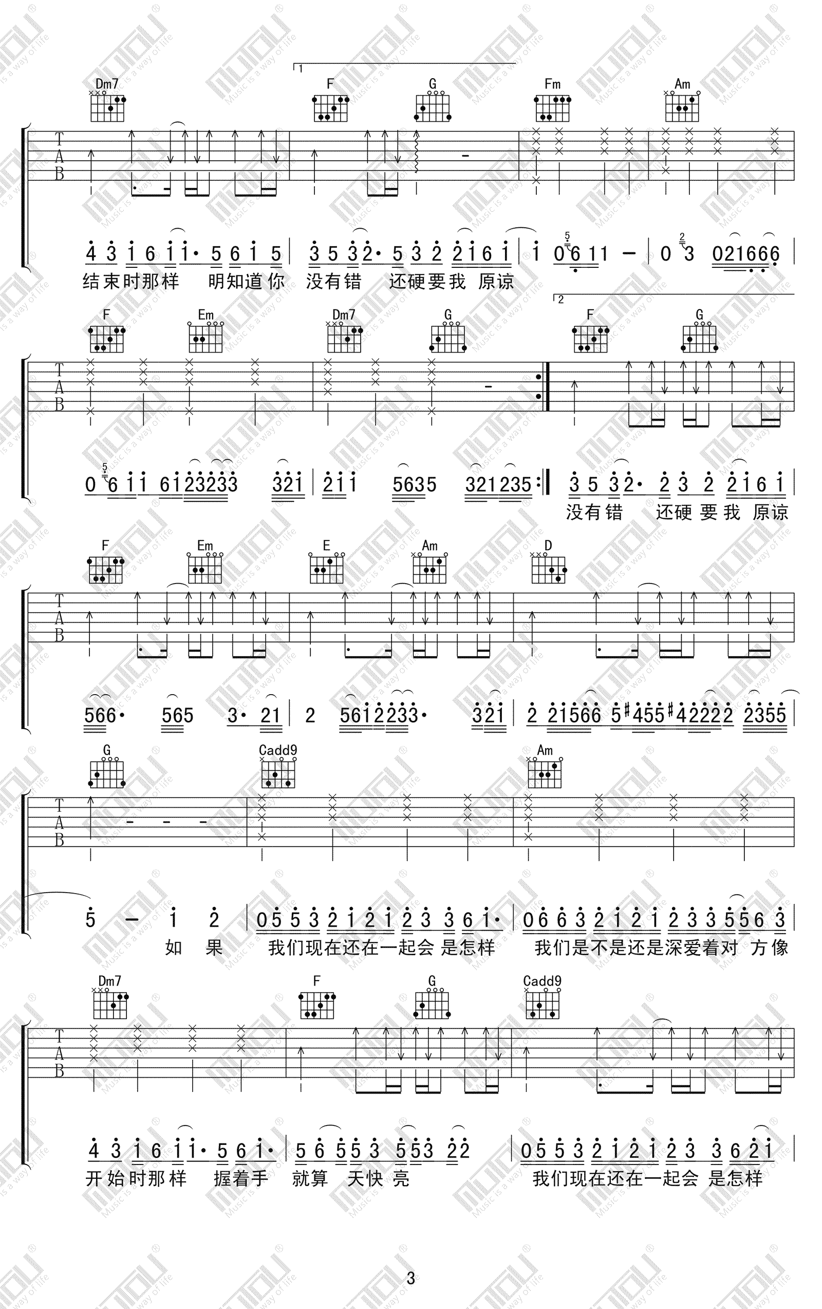 怎样吉他谱3-戴佩妮-C调指法