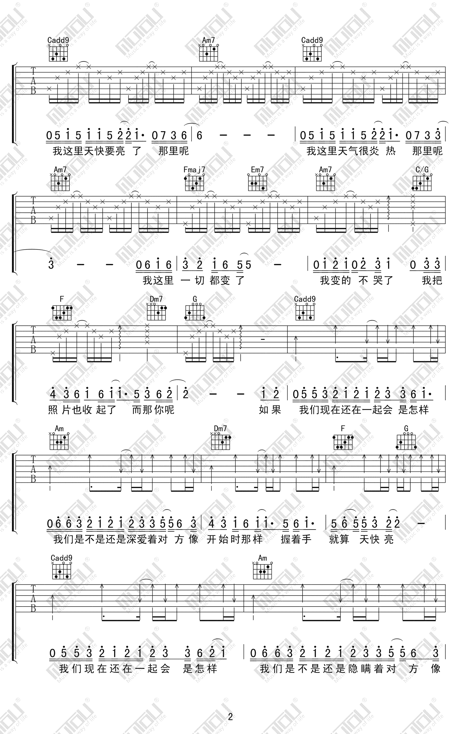 怎样吉他谱2-戴佩妮-C调指法