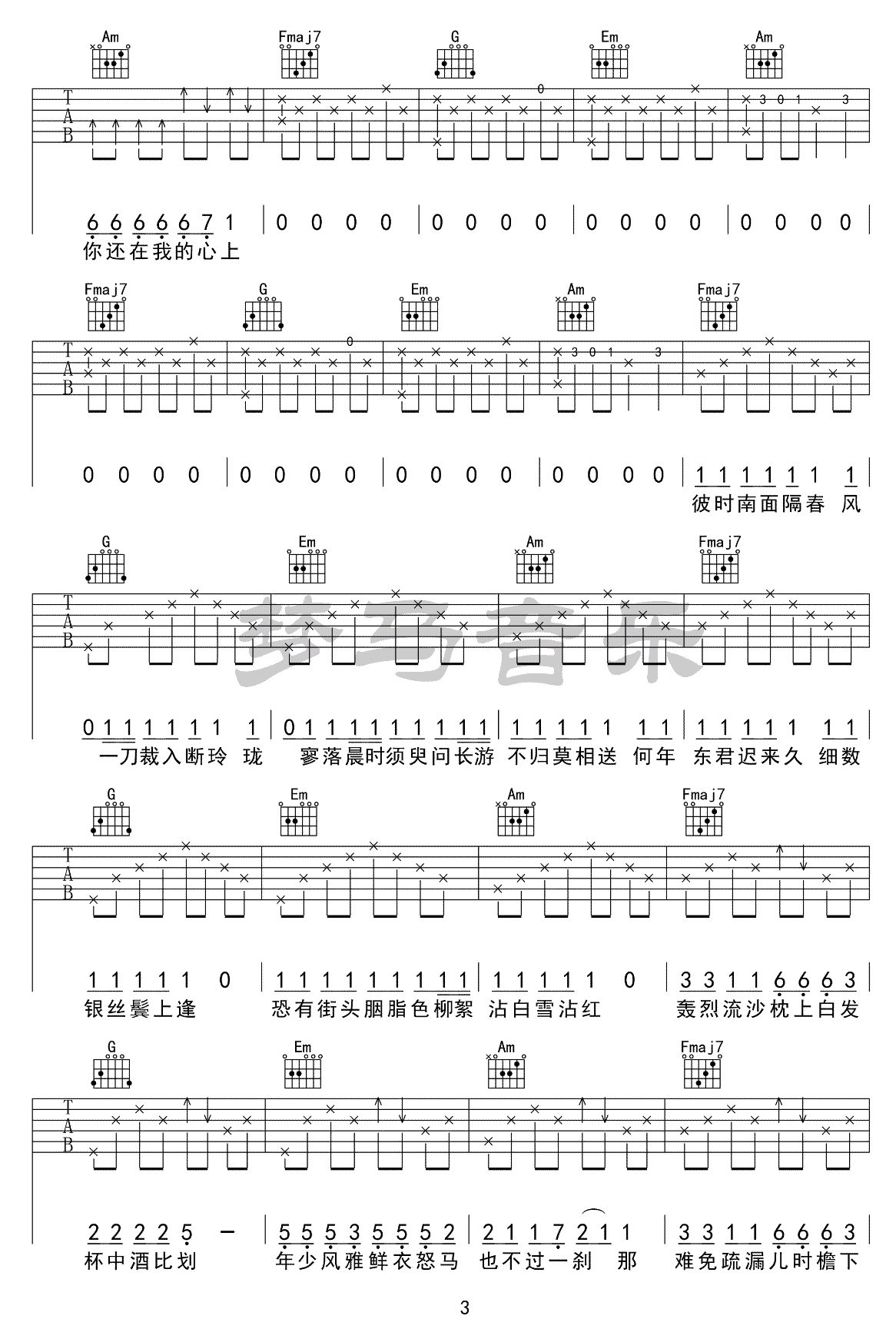 红昭愿吉他谱3-音阙诗听-C调指法