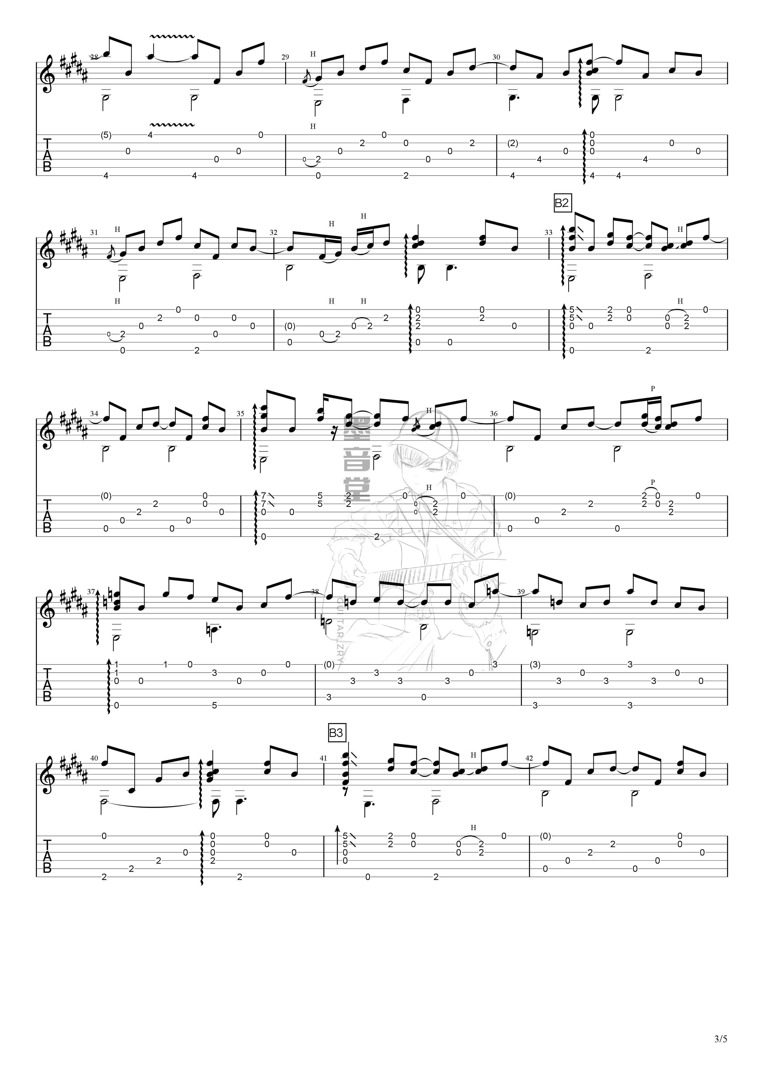 沐春阳指弹吉他谱3-曹思义