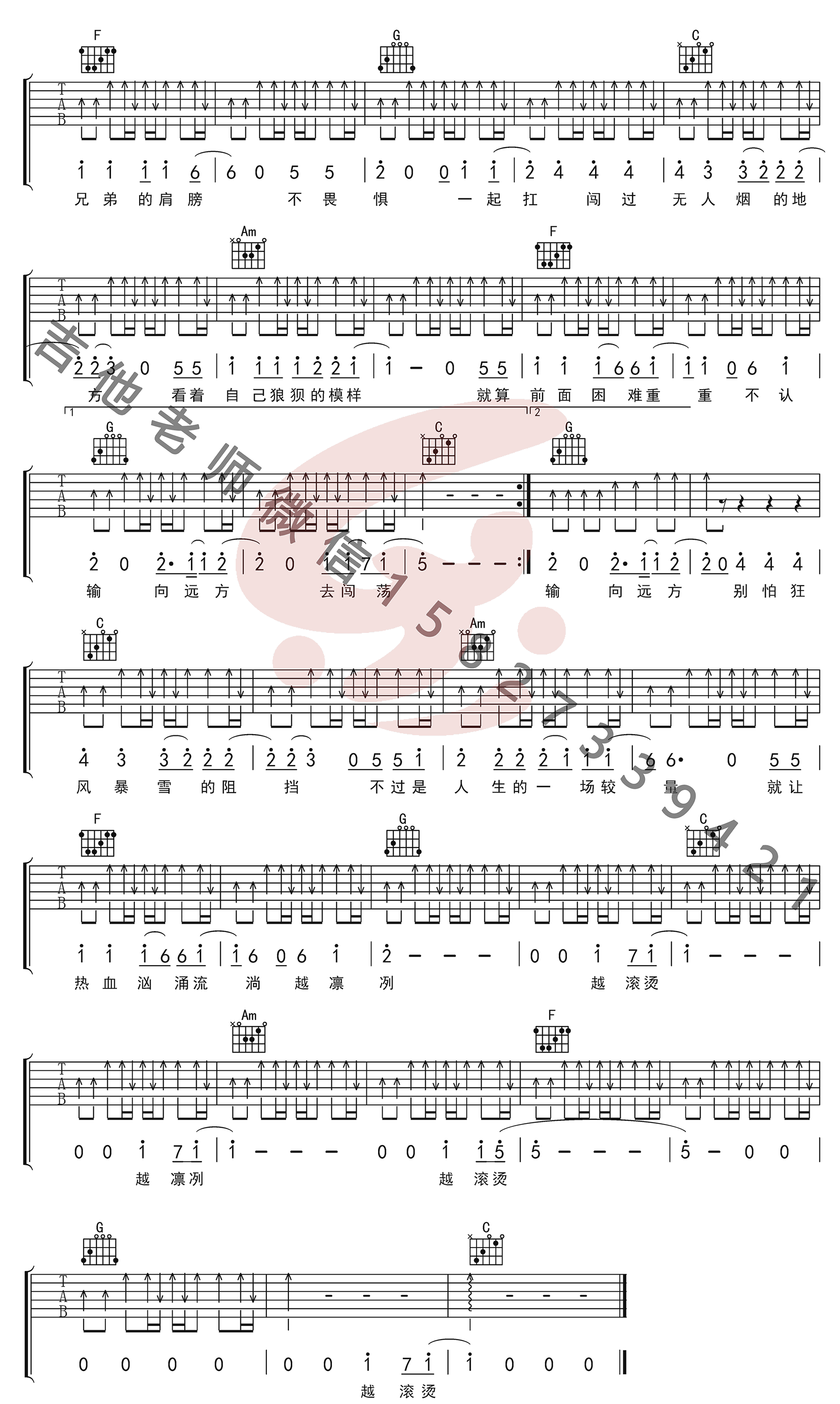 雪暴吉他谱2-隔壁老樊-C调指法