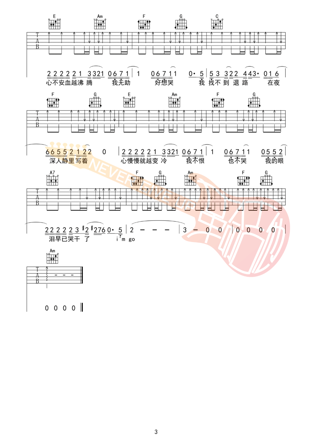 Letting-Go吉他谱3-蔡健雅-C调指法