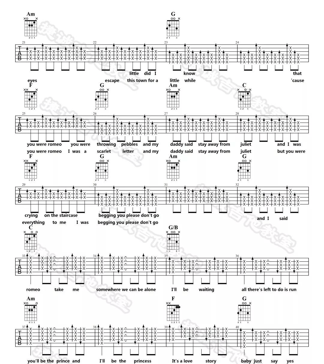 Love-Story吉他谱2-Taylor-Swift-C调指法