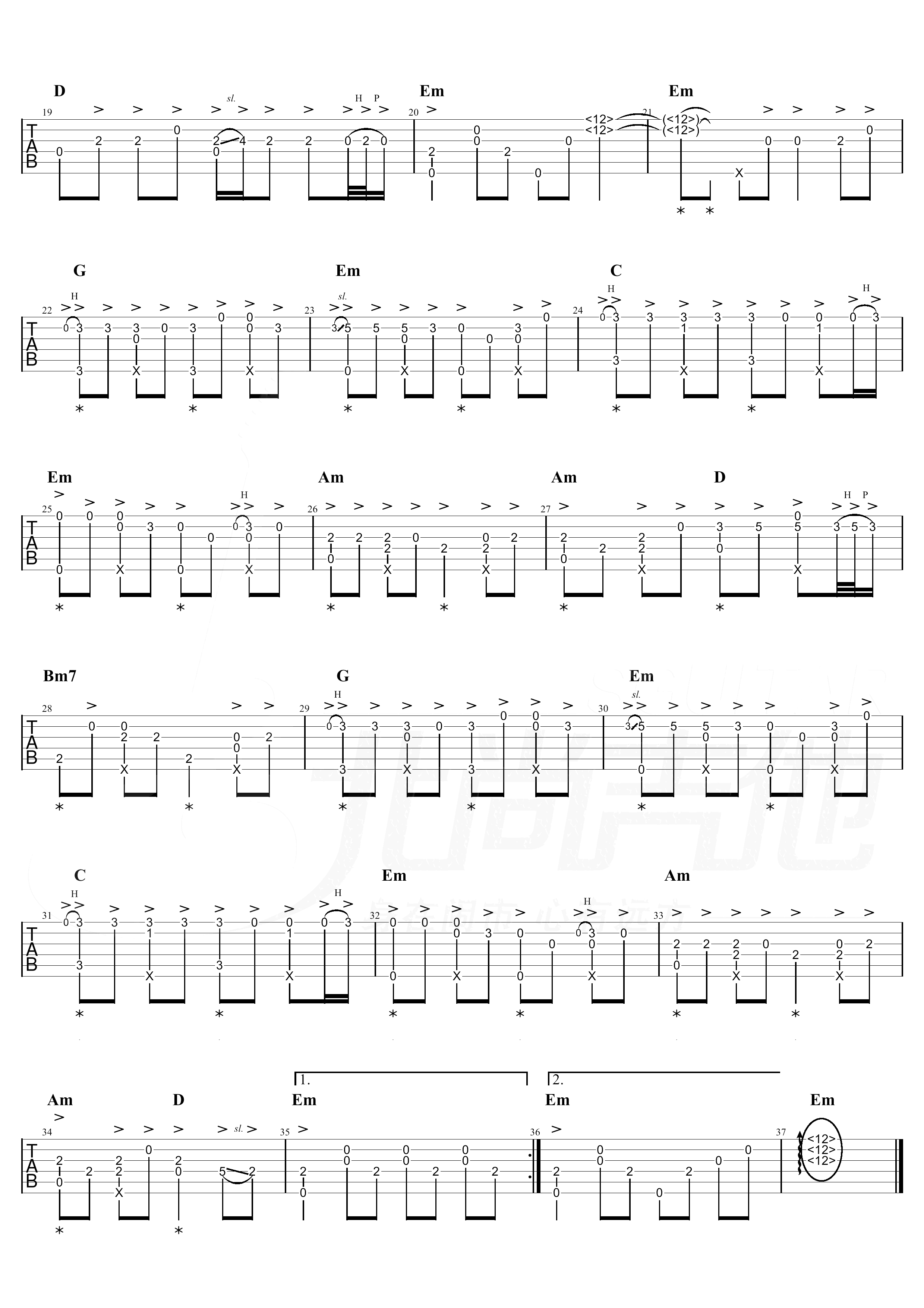 西海情歌指弹吉他谱2-刀郎