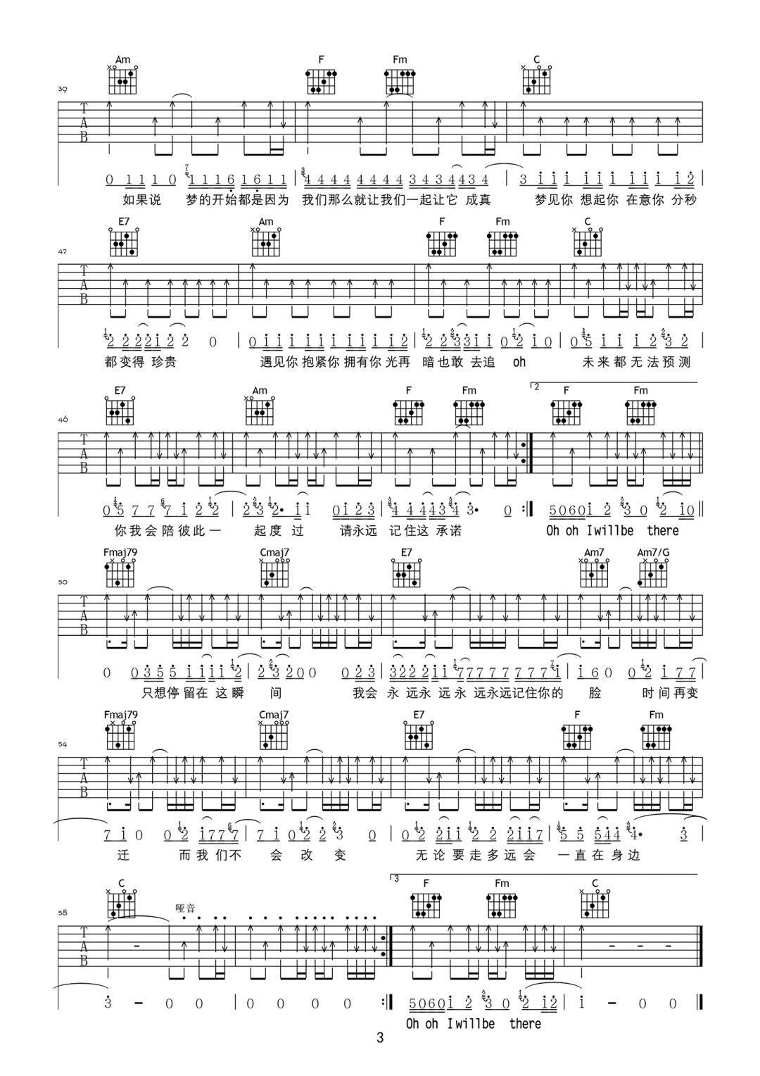 十二吉他谱3-R1SE-C调指法