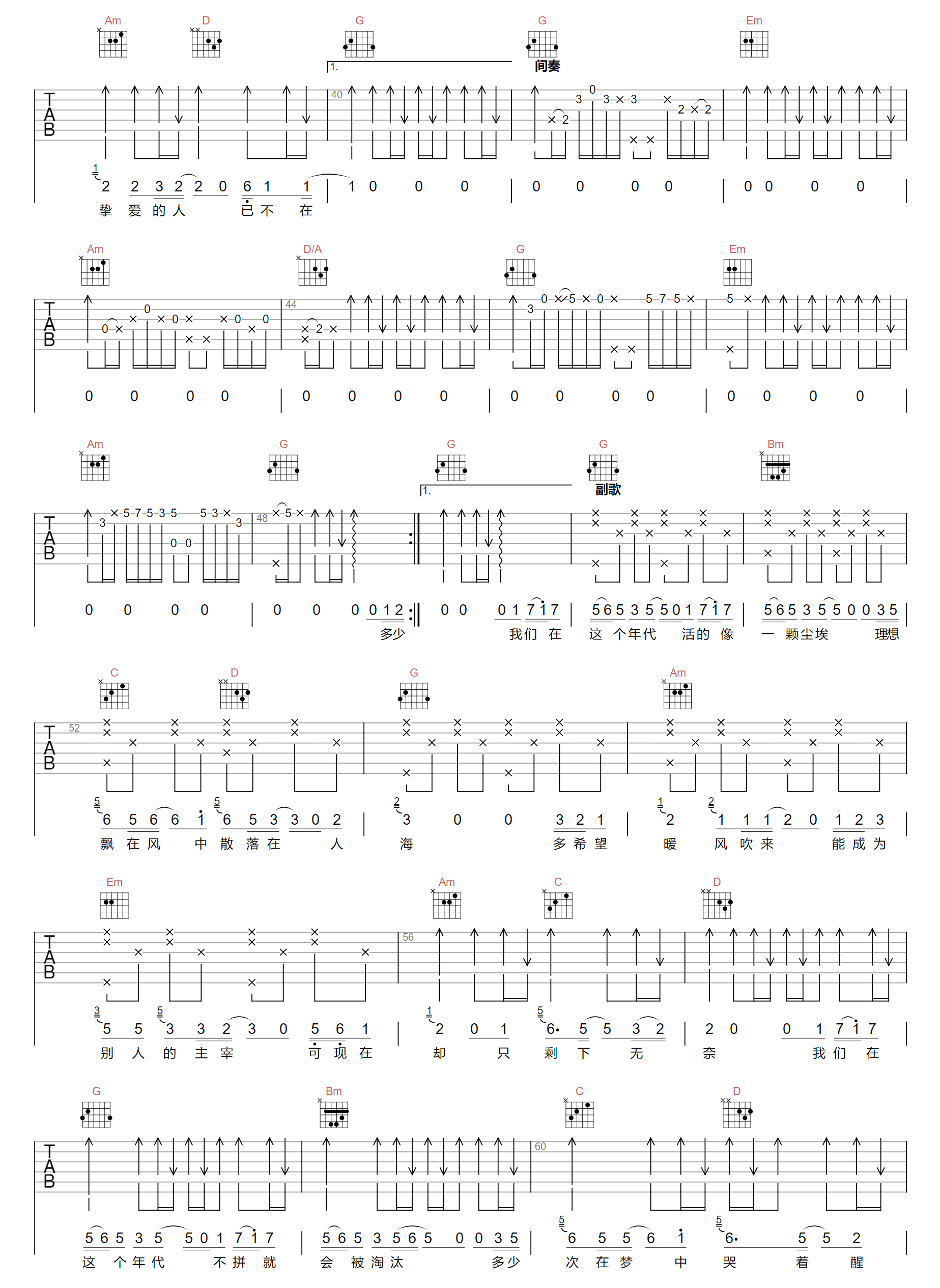 这个年代吉他谱3-大欢-G调指法