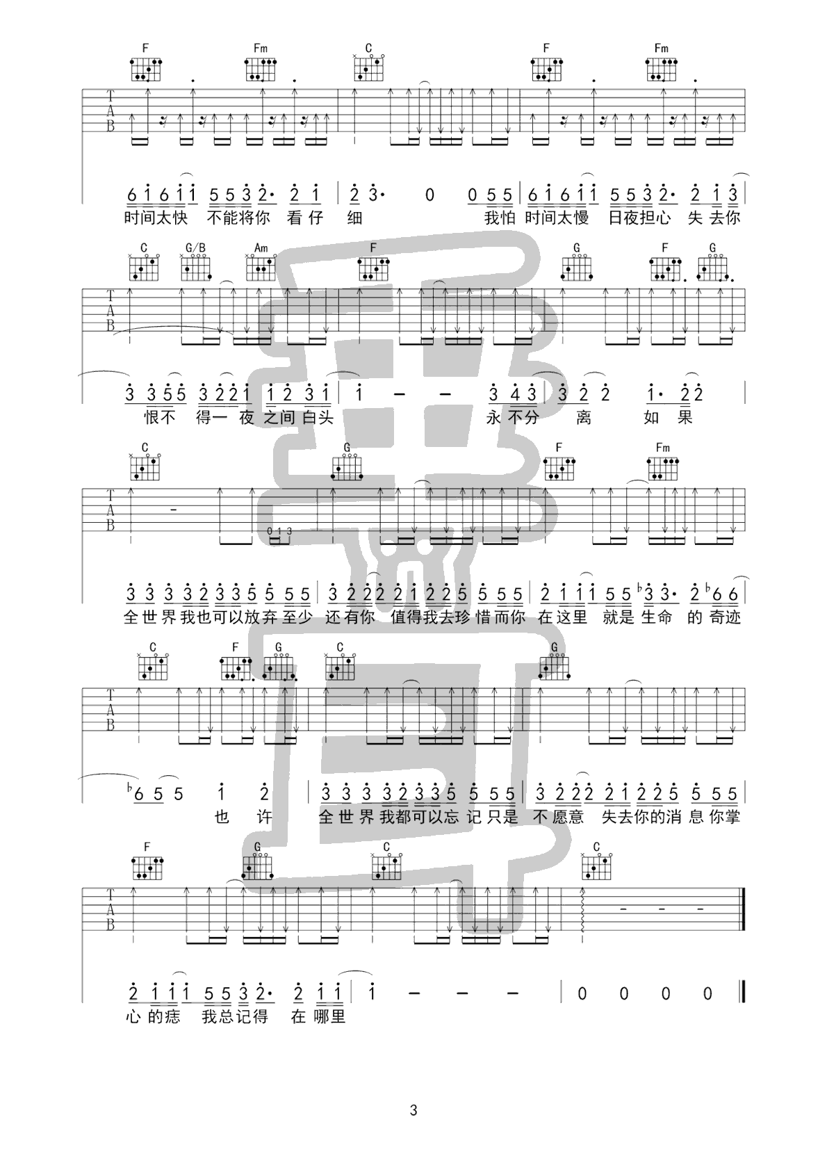 至少还有你吉他谱3-林忆莲-C调指法