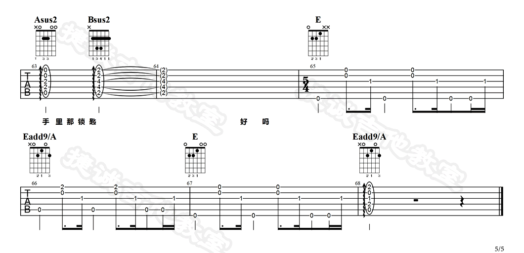喜帖街吉他谱5-陈奕迅-E调指法