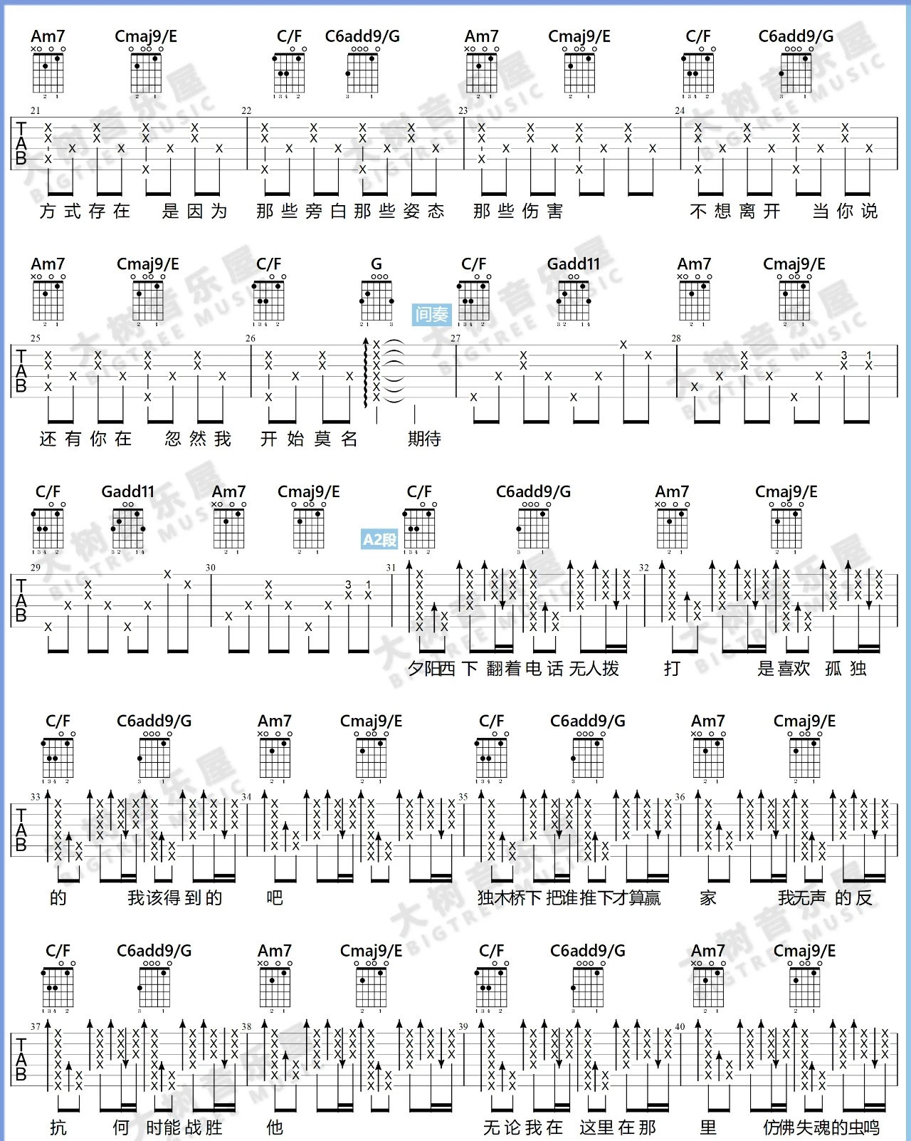 好想爱这个世界啊吉他谱2-华晨宇-C调指法