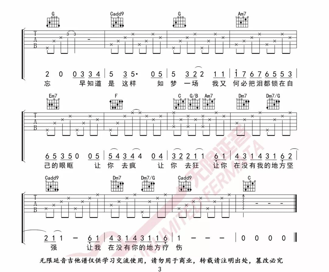 梦一场吉他谱3-那英-C调指法