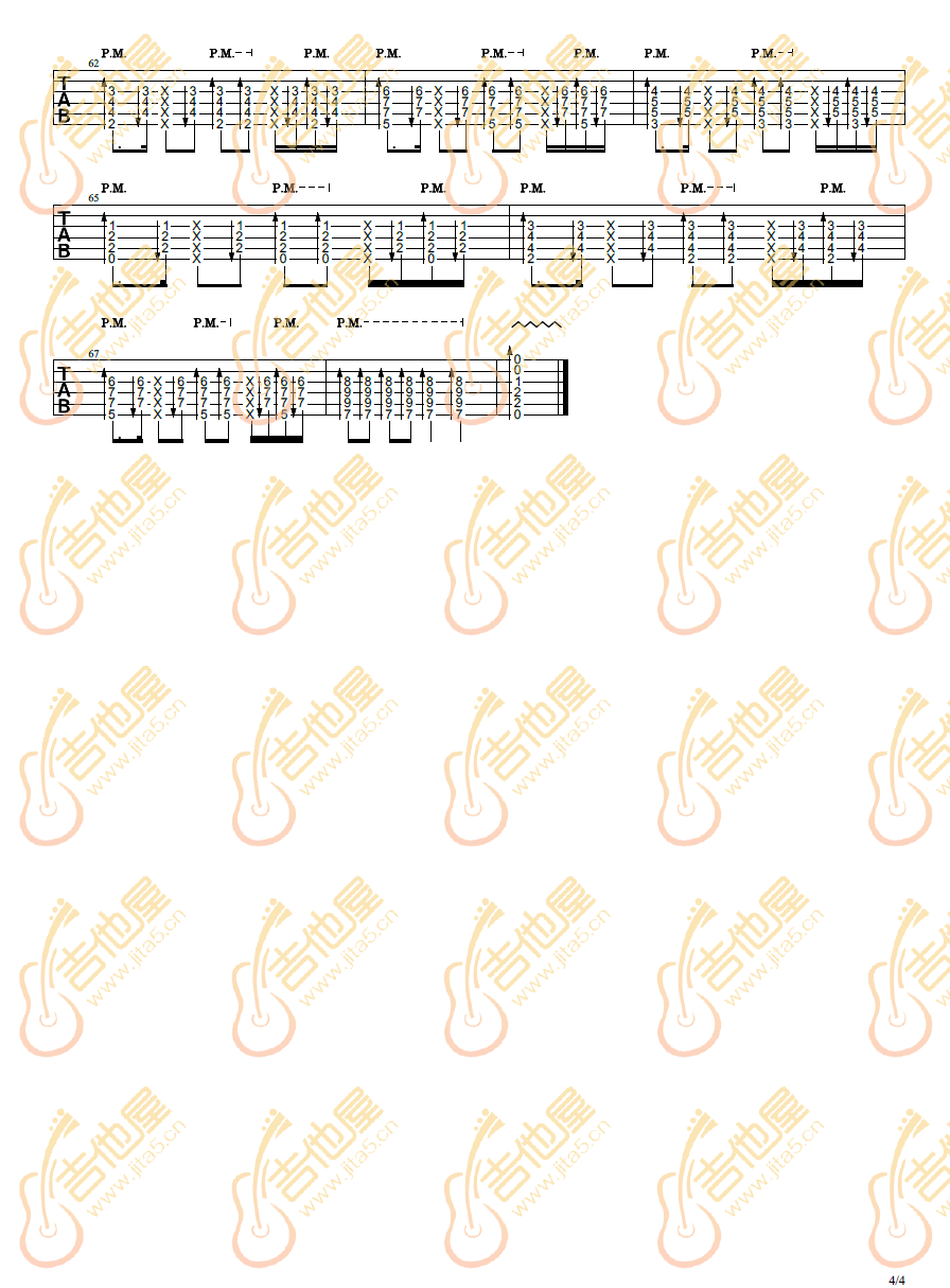 晨曦指弹吉他谱4-陈亮