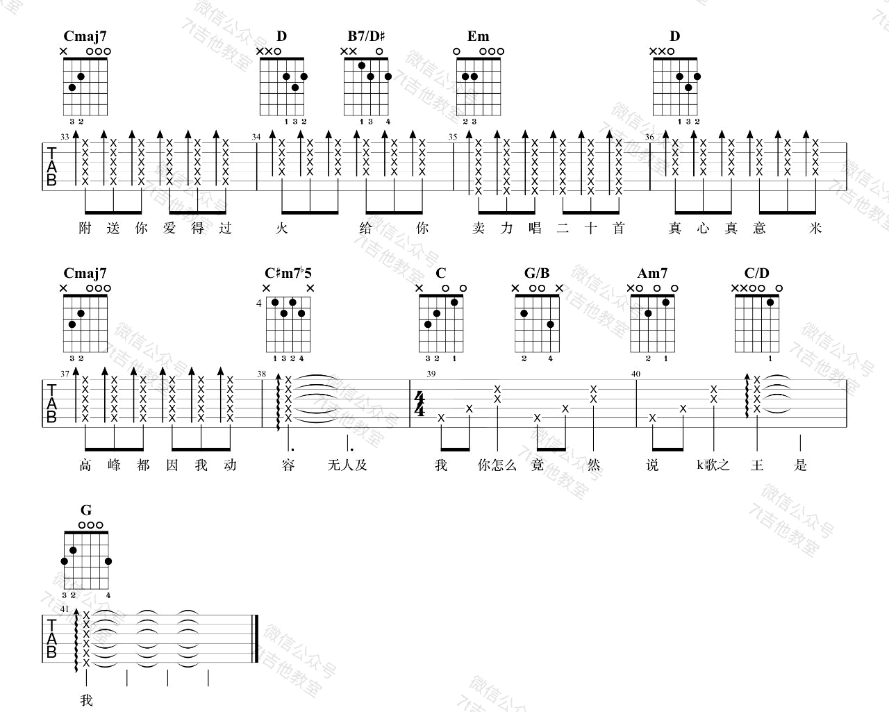 K歌之王吉他谱3-陈奕迅-G调指法