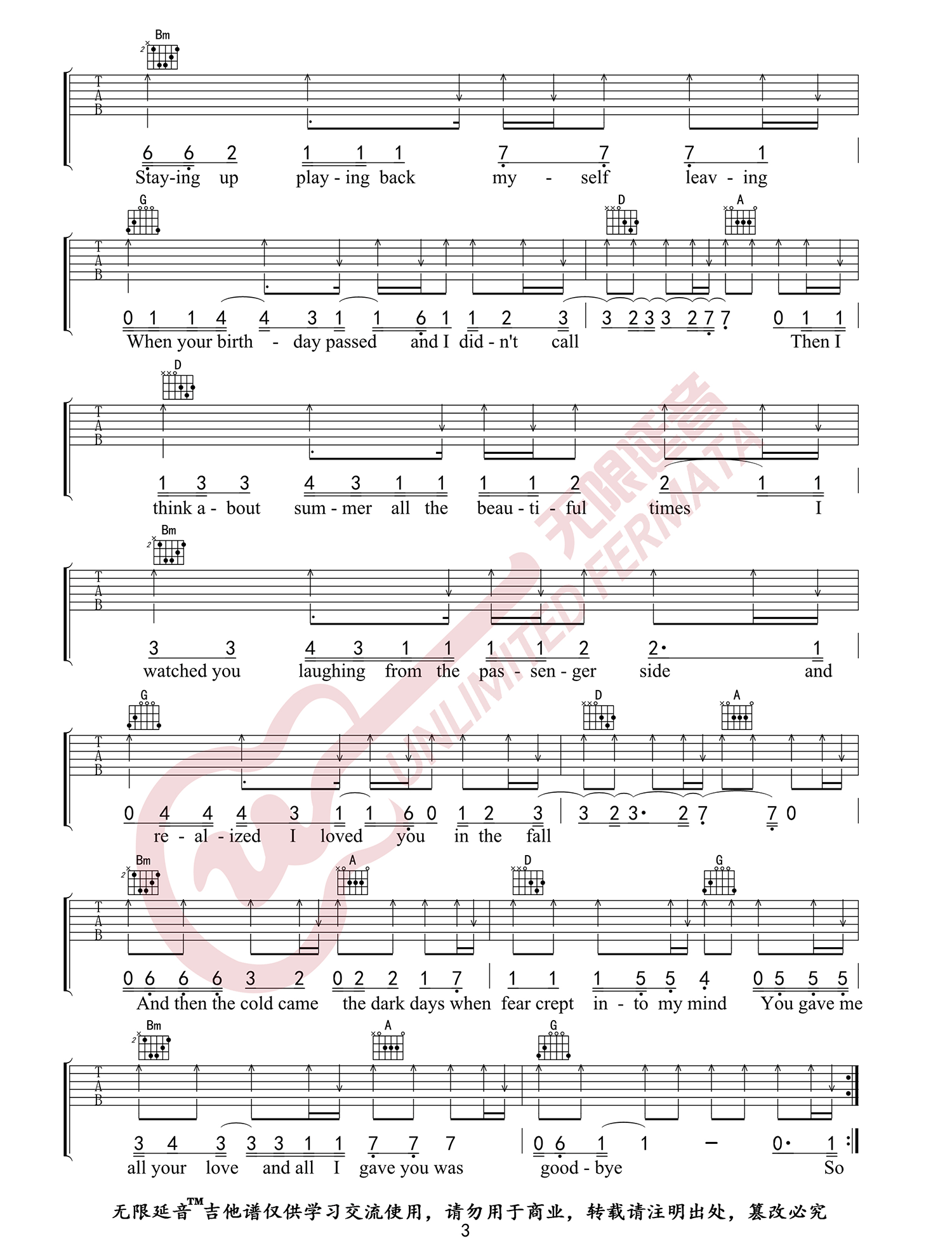 Back-To-December吉他谱3-Taylor-Swift-D调指法