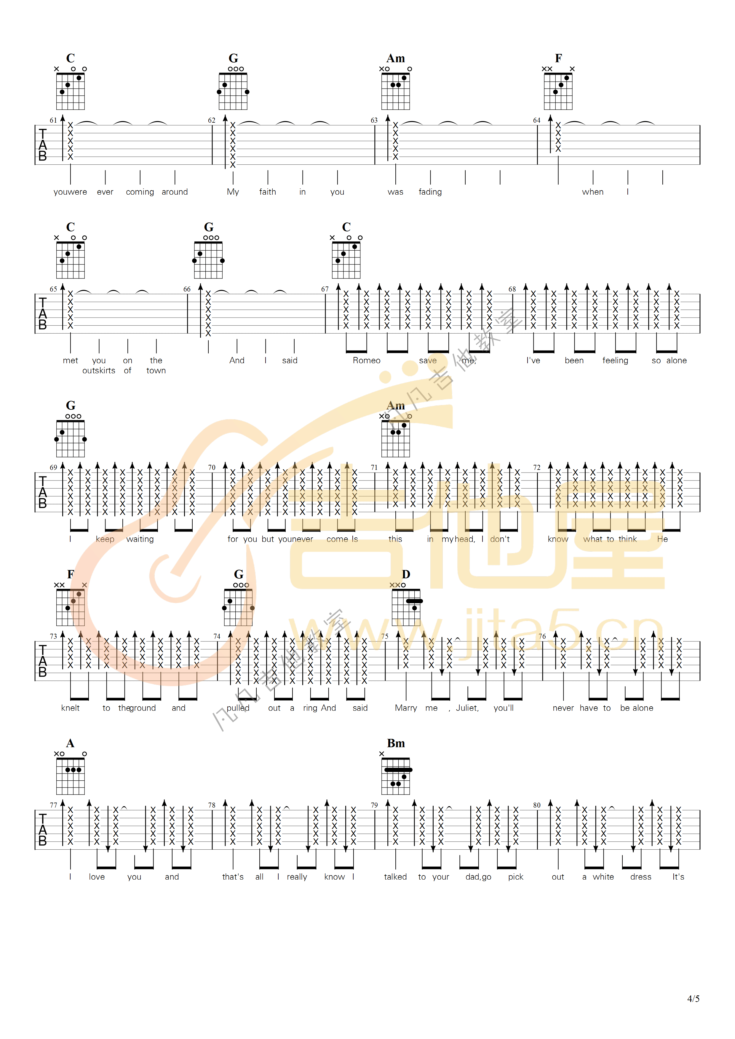 Love-Story吉他谱4-Taylor-Swift-C调指法